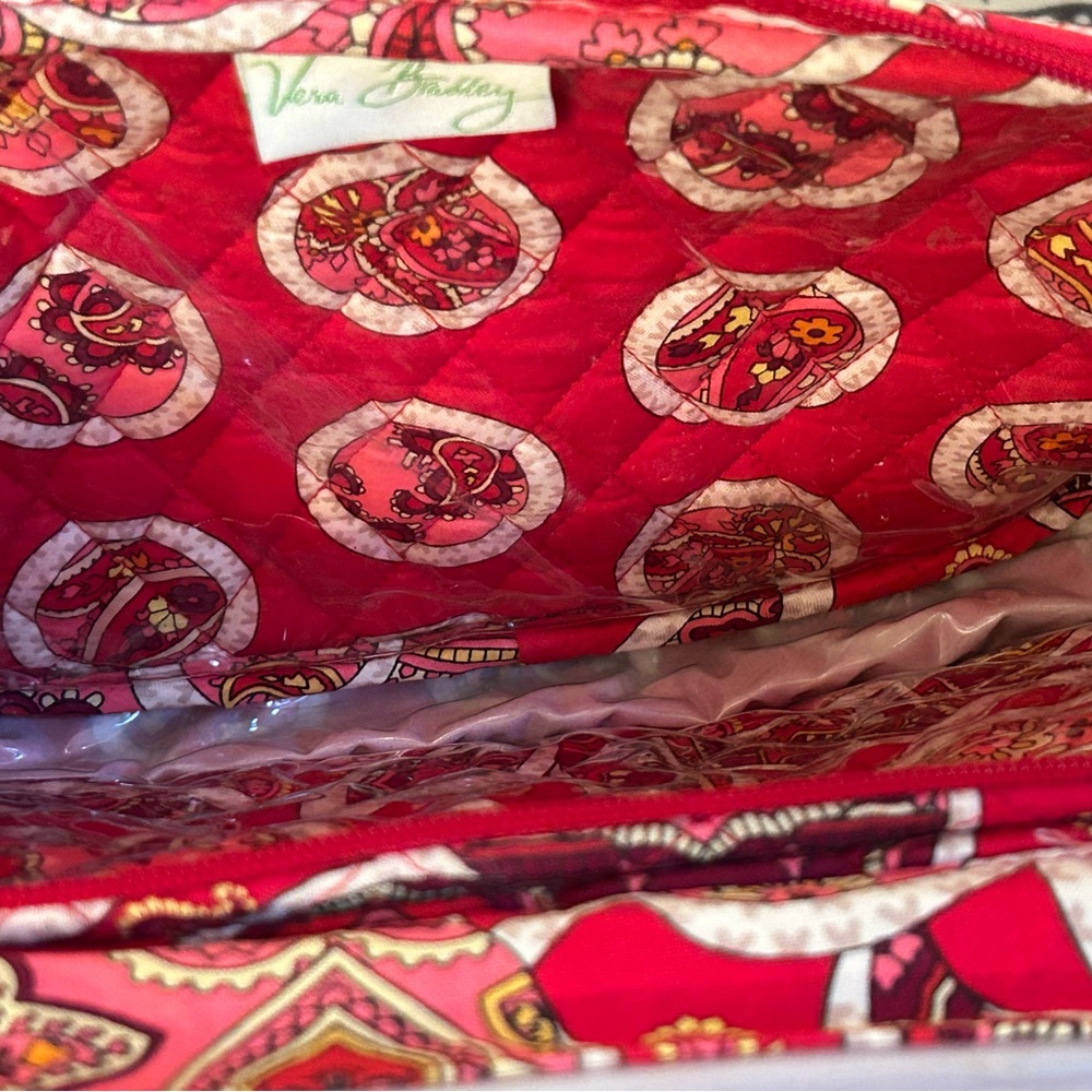 Vera Bradley Red and Pink Travel Bag with Quilted Paisley Design - Picture 5 of 6